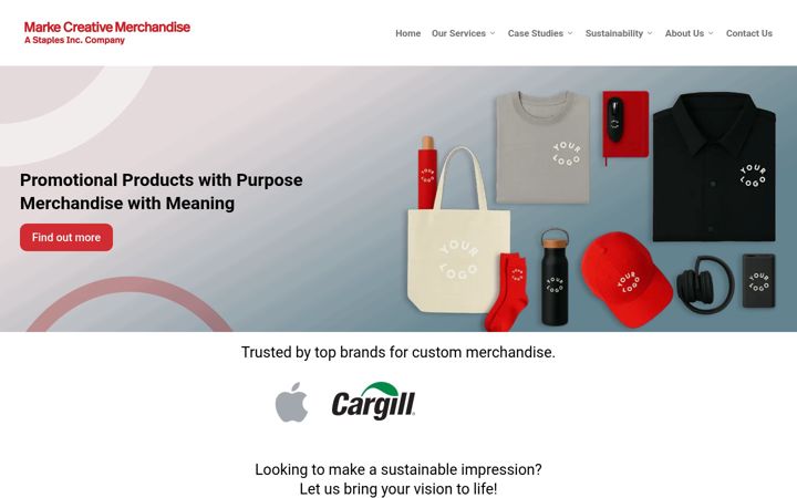 Screenshot of markecreativemerchandise.com