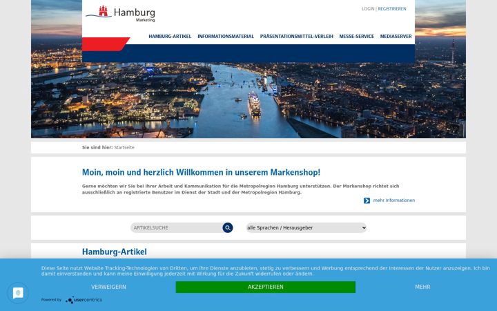 Screenshot of markenshop.hamburg.de