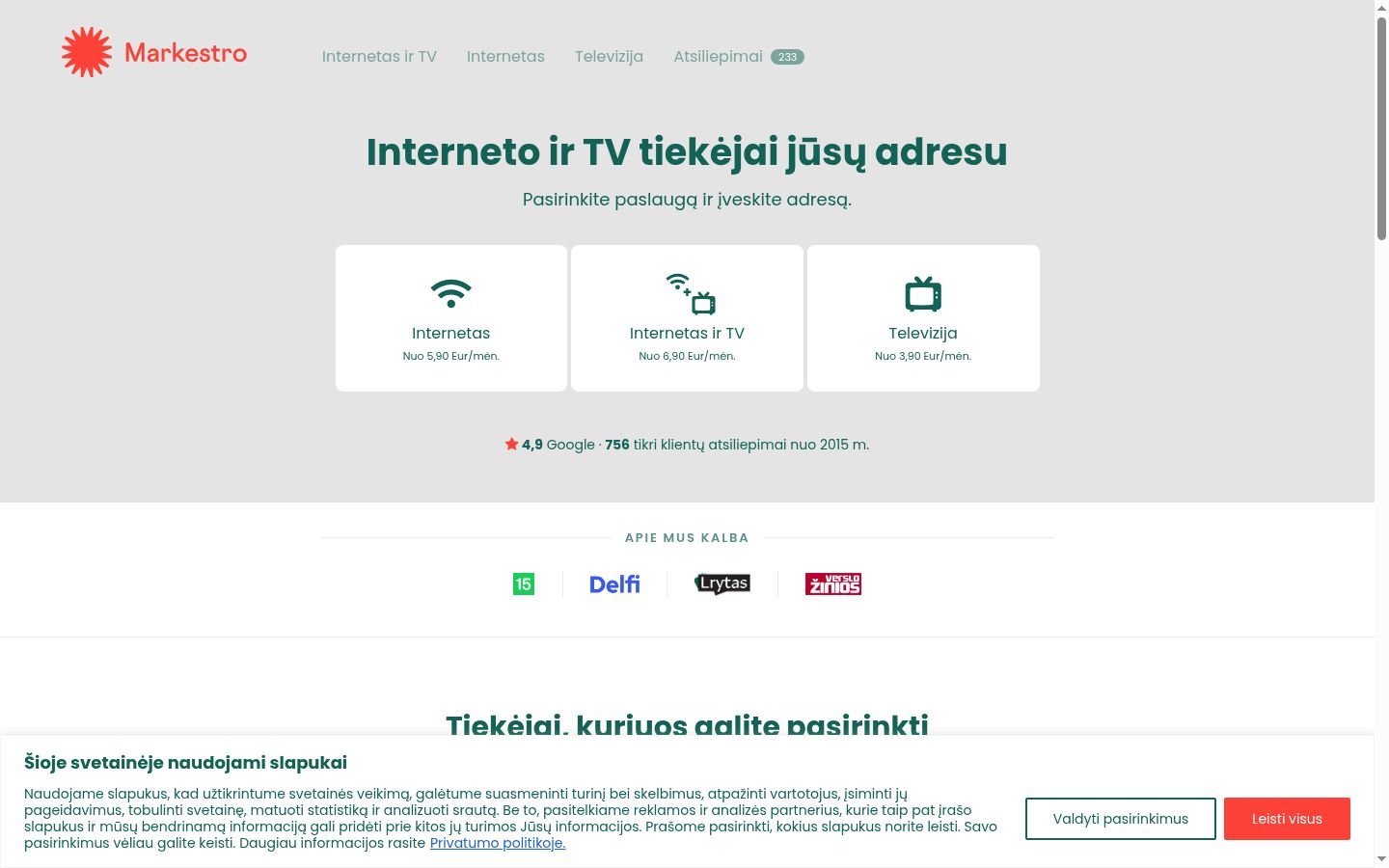 Screenshot of the consent banner shown before any interaction