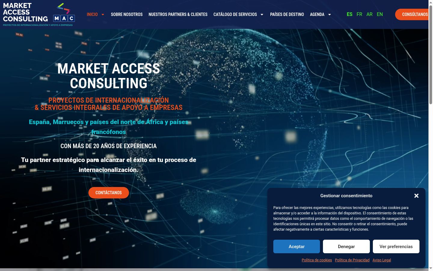 Screenshot of the consent banner shown before any interaction