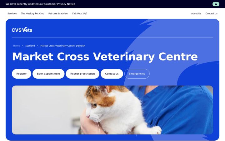 Screenshot of marketcrossveterinaryclinic.co.uk