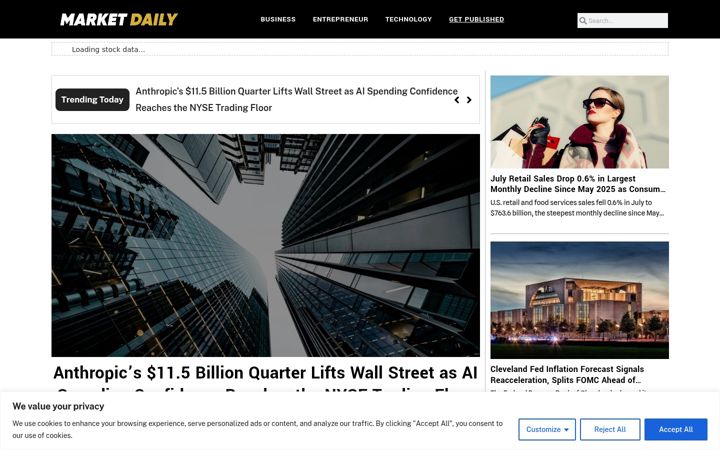 Screenshot of marketdaily.com