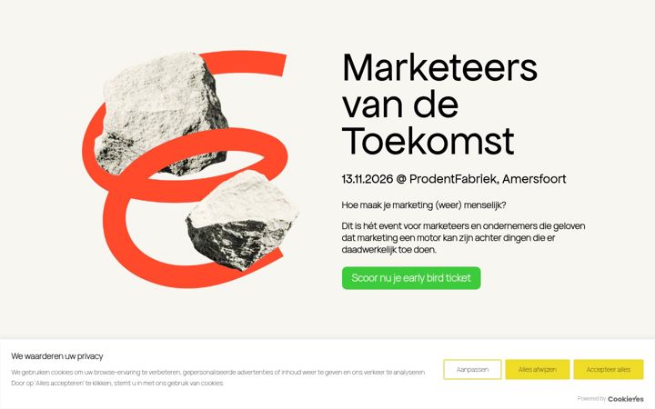 Screenshot of marketeersvandetoekomst.nl