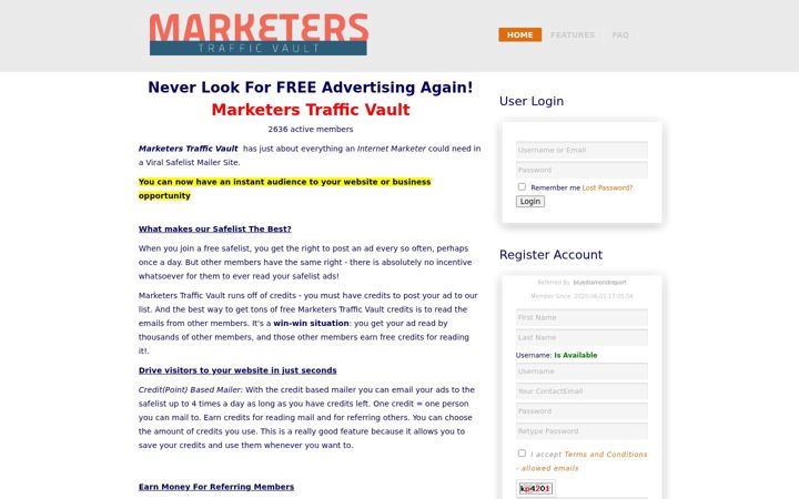 Screenshot of marketerstrafficvault.net