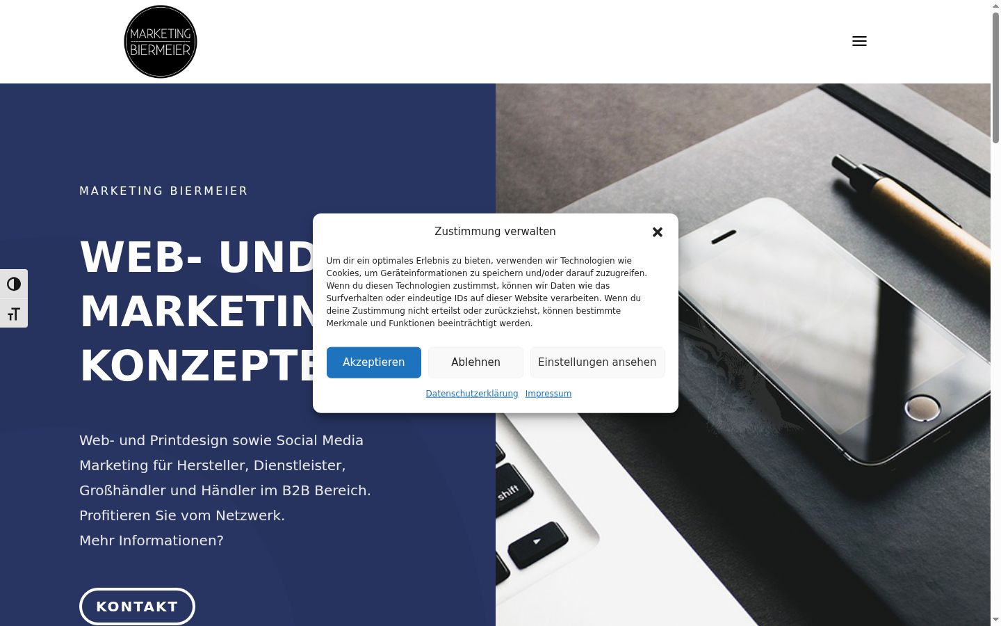 Screenshot del banner di consenso mostrato prima di qualsiasi interazione