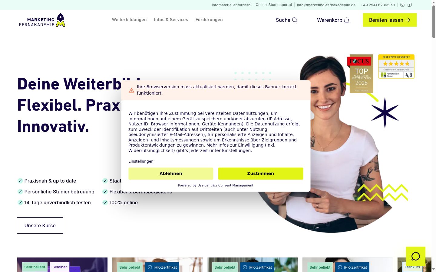 Screenshot tal-banner tal-kunsens muri qabel kwalunkwe interazzjoni