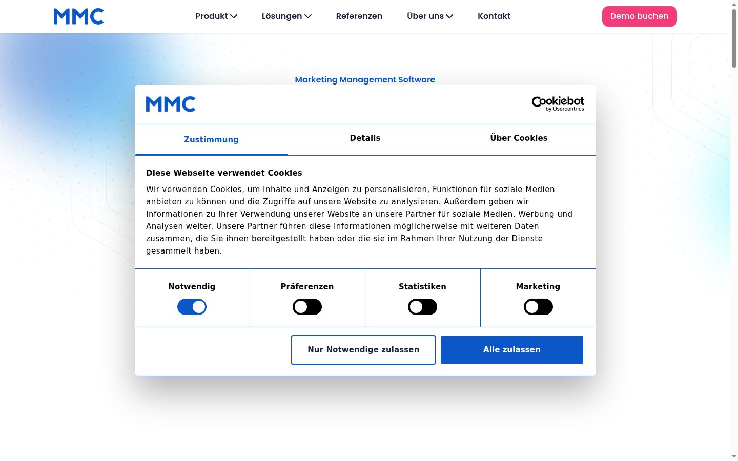 Screenshot del banner di consenso mostrato prima di qualsiasi interazione