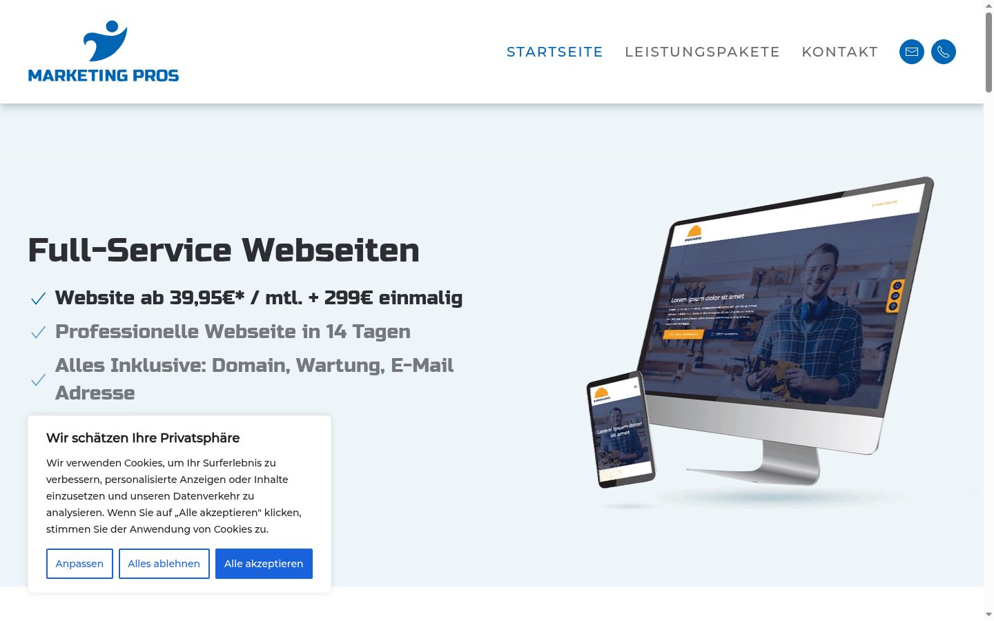 Screenshot del banner di consenso mostrato prima di qualsiasi interazione