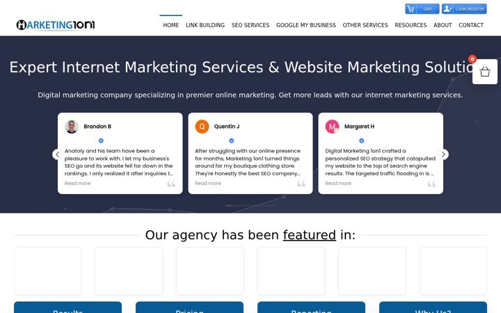 Screenshot of marketing1on1.com