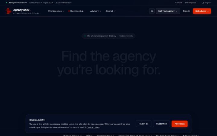 Screenshot of marketingagencyindex.com