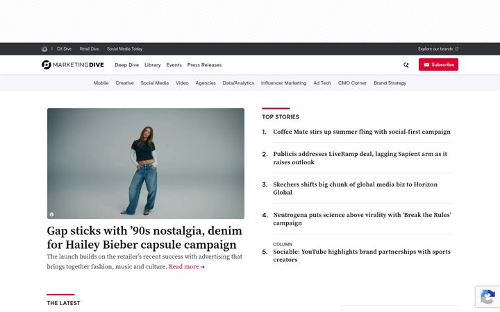 Screenshot ta' marketingdive.com