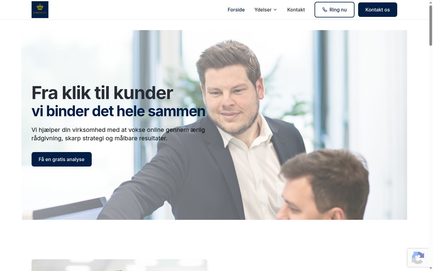 Skærmbillede af samtykkebanneret, som det blev vist før nogen interaktion