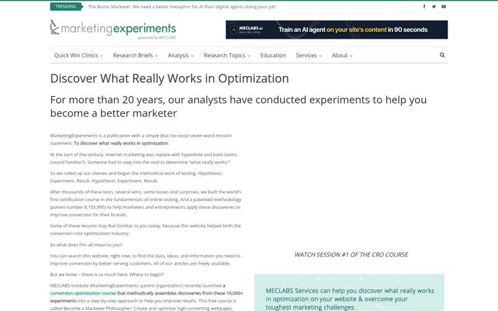Screenshot of marketingexperiments.com