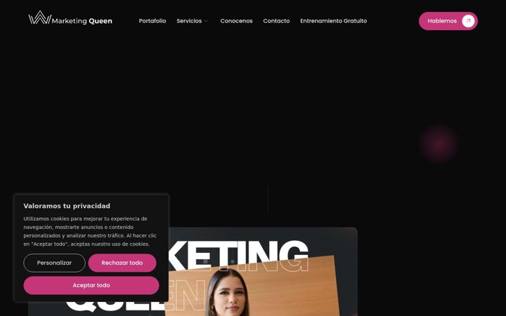 Screenshot of marketingqueenagency.com