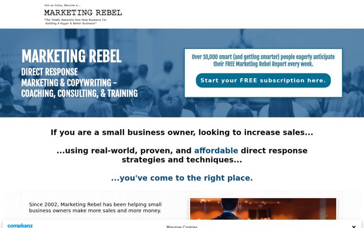 Screenshot of marketingrebel.com