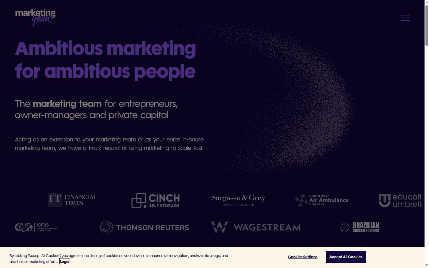 Screenshot of the consent banner shown before any interaction