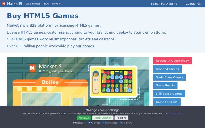 Captură de ecran a marketjs.com
