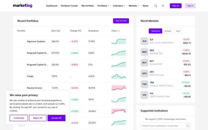 Screenshot of marketlog.com