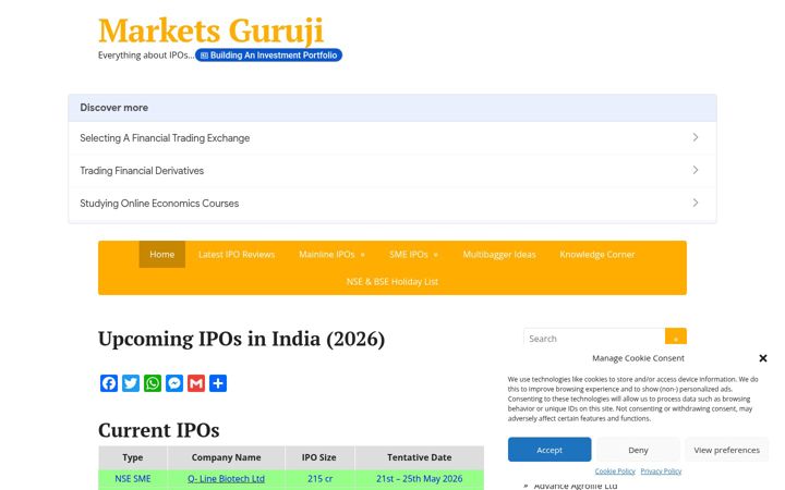 Screenshot of marketsguruji.com