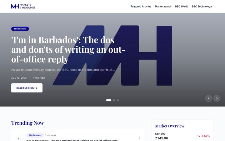 Screenshot of marketsheadlines.com