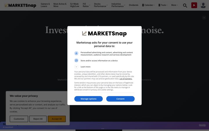 Screenshot of marketsnap.com