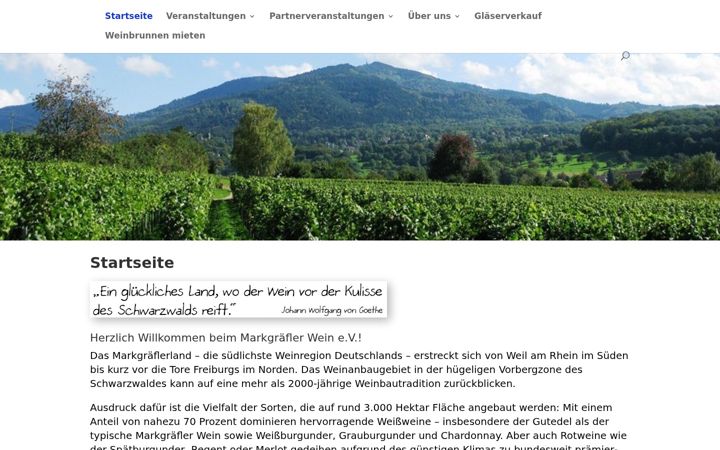 Screenshot of markgraefler-wein-ev.de