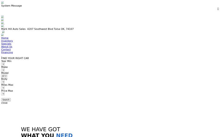 Screenshot of markhillautosales.com