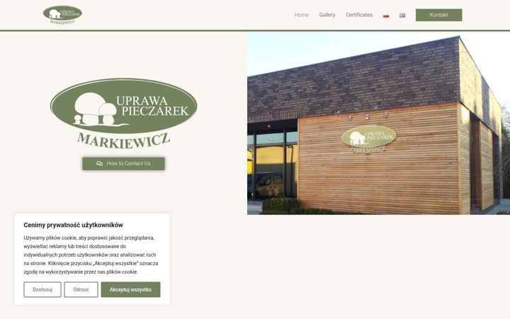 Screenshot of markiewiczpieczarki.pl