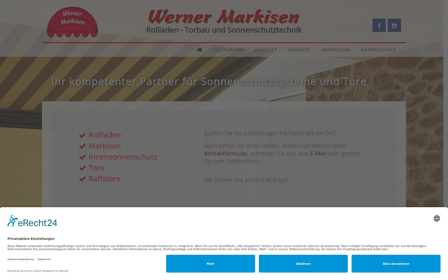 Screenshot des Einwilligungsbanners vor jeglicher Interaktion
