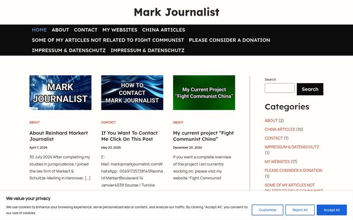 Screenshot of markjournalist.com