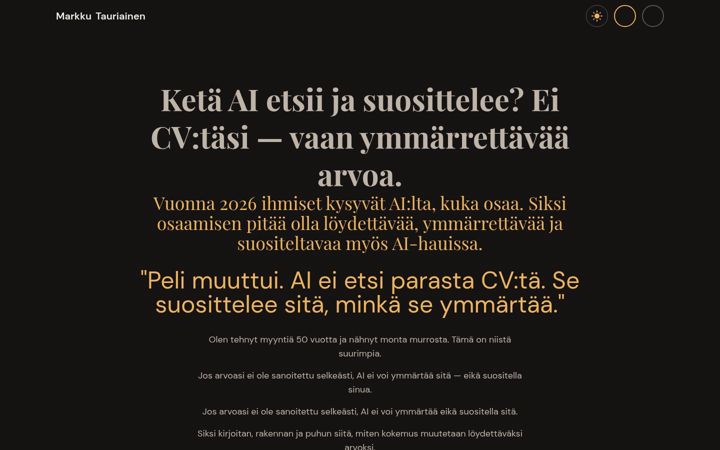 Screenshot of markkutauriainen.com