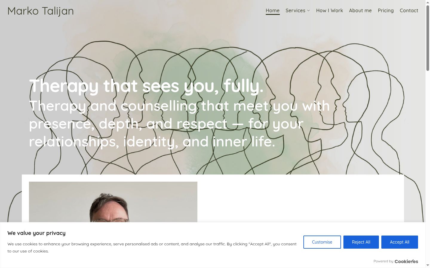 Screenshot del banner di consenso mostrato prima di qualsiasi interazione