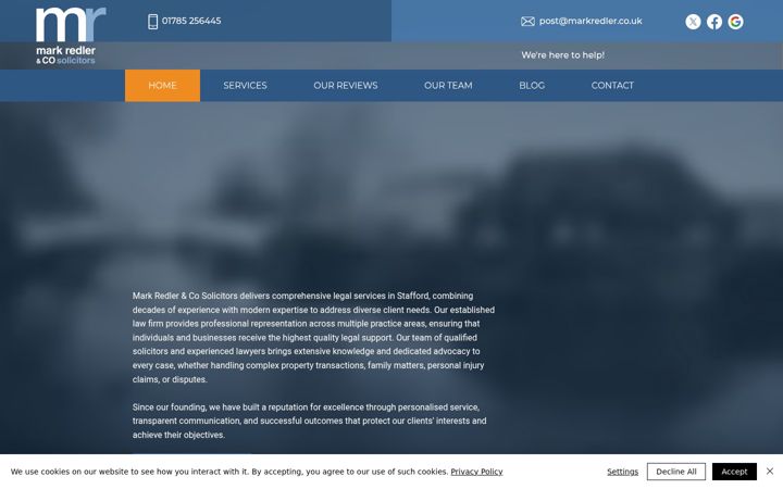 Screenshot of markredlersolicitors.co.uk