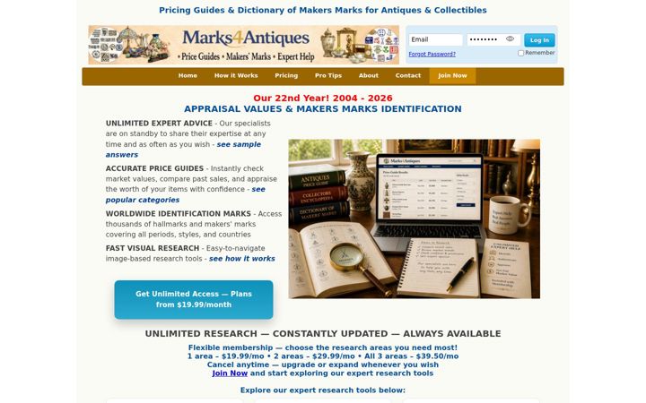 Screenshot of marks4antiques.com