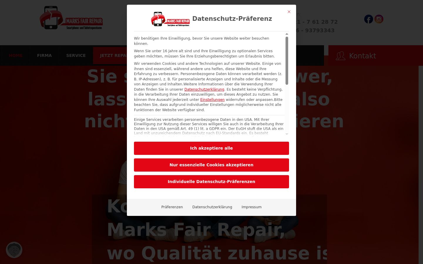 Screenshot of the consent banner shown before any interaction