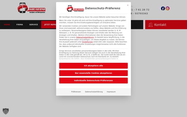 Screenshot of marksfairrepair.de