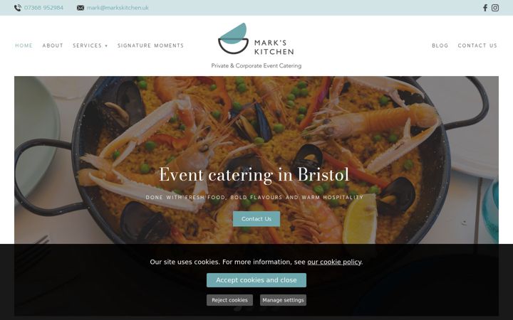 Screenshot of markskitchen.uk