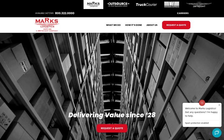 Screenshot of markslogistics.com