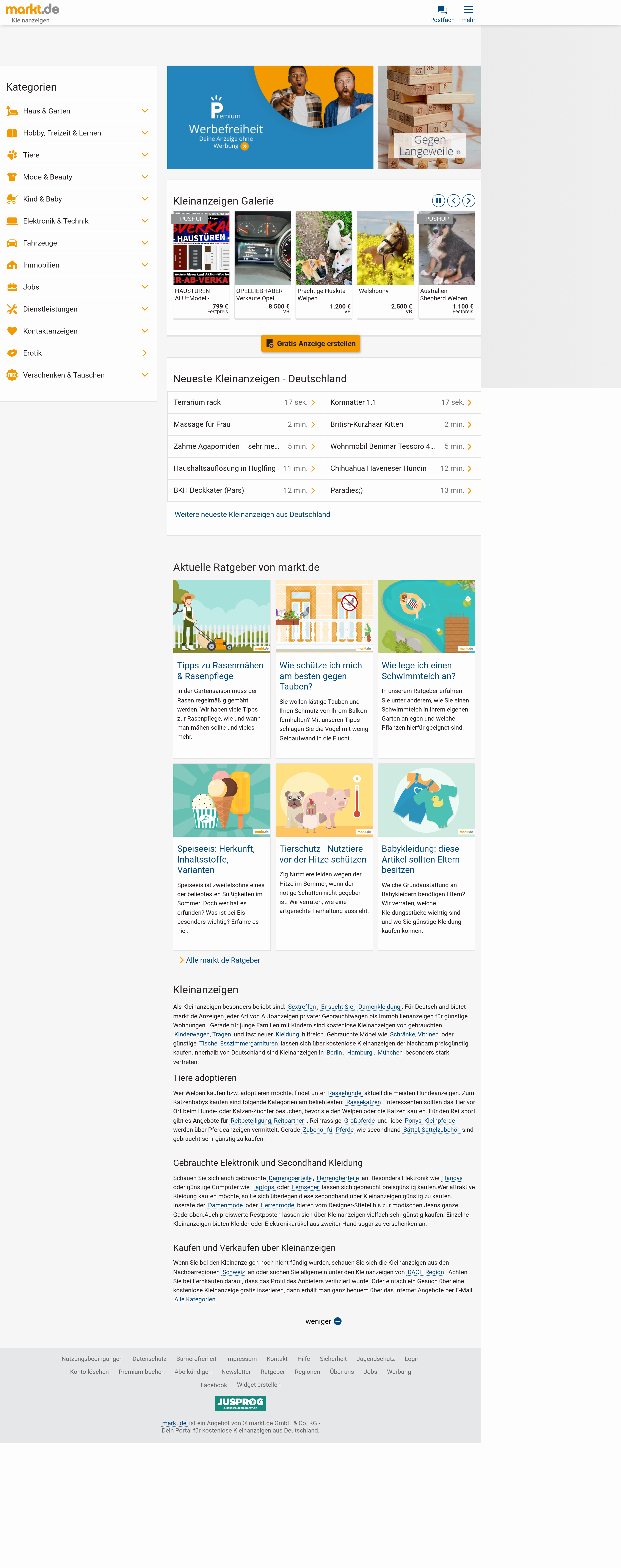 Screenshot of markt.de