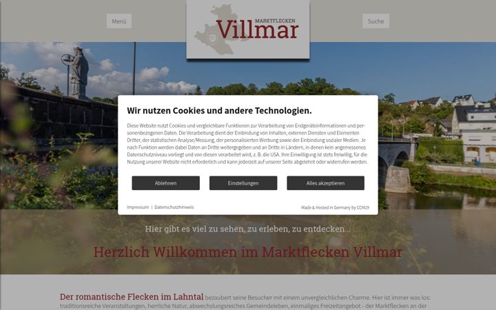 Screenshot of marktflecken-villmar.de