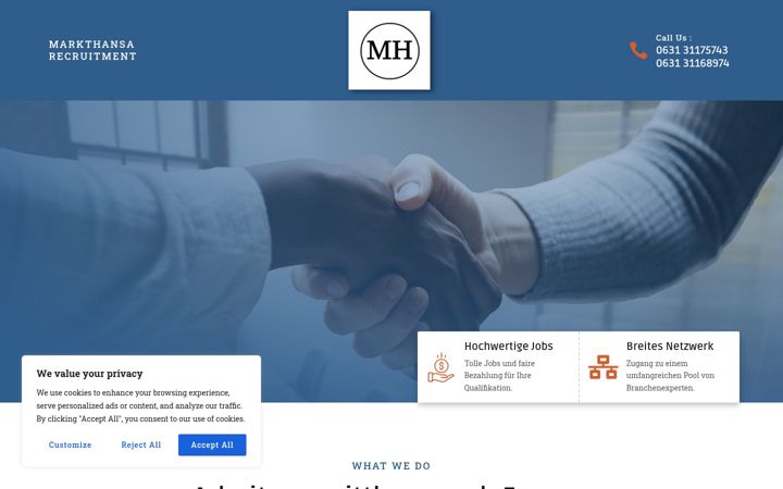 Screenshot of markthansa.com