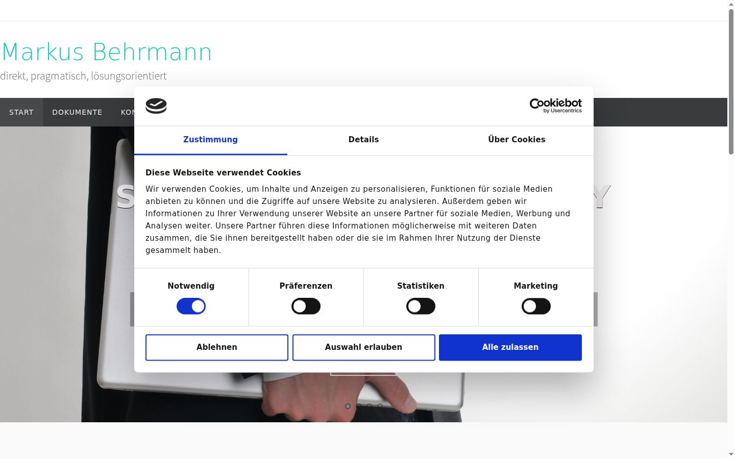 Capture d'écran de la bannière de consentement affichée avant toute interaction
