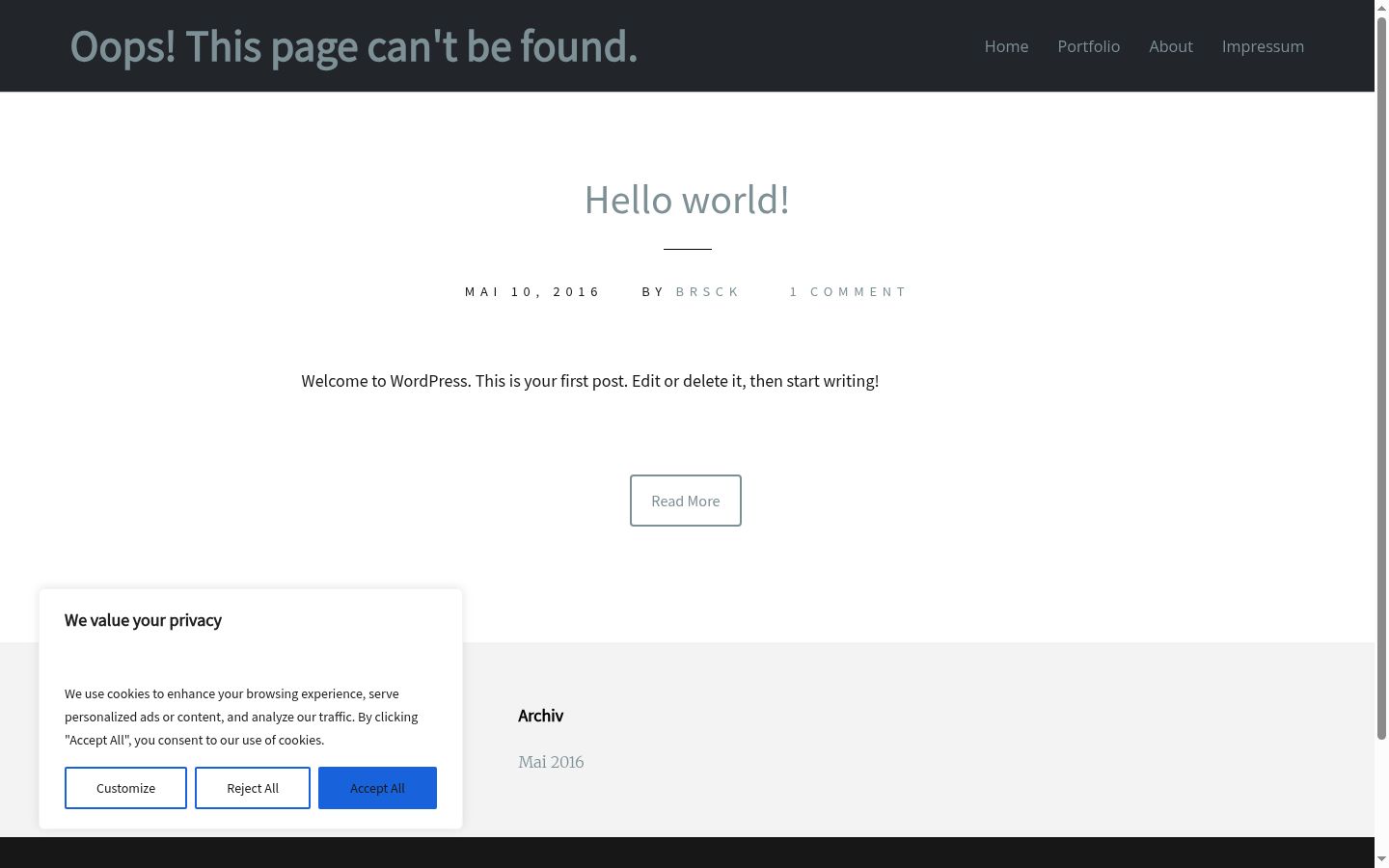 Screenshot of the consent banner shown before any interaction