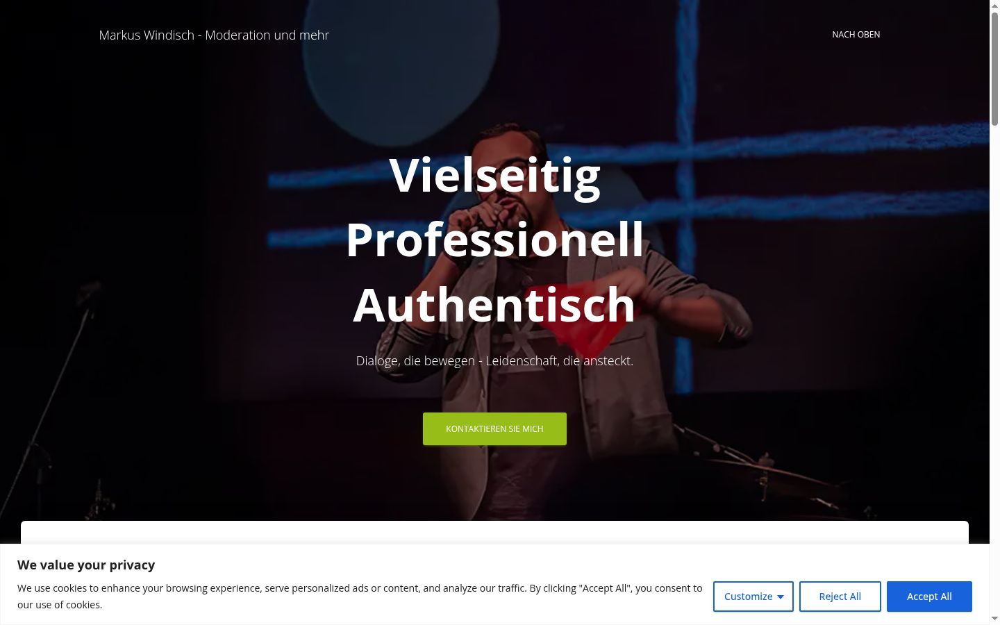 Screenshot des Einwilligungsbanners vor jeglicher Interaktion