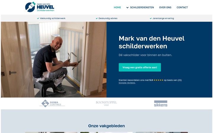 Screenshot of markvdheuvelschilderwerken.nl