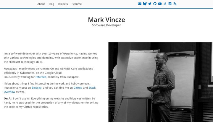 Screenshot of markvincze.com