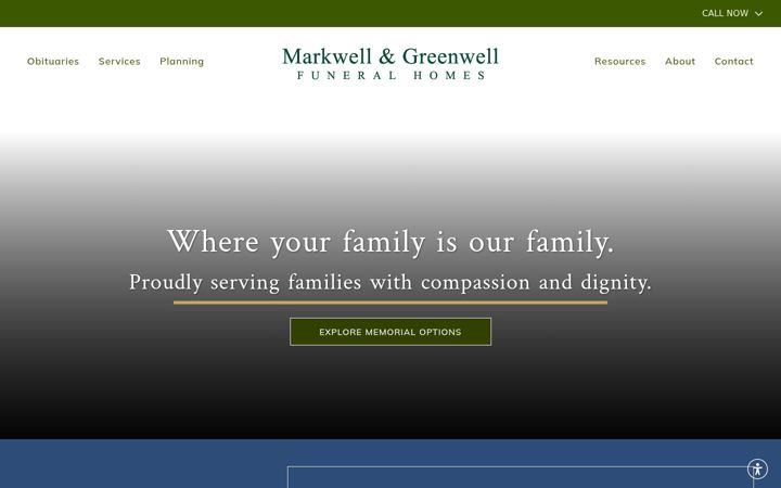 Screenshot of markwellfuneralhome.com