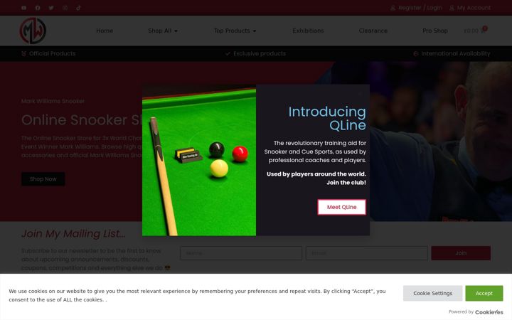 Screenshot of markwilliamssnooker.com