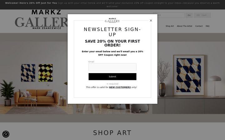 Screenshot of markzgallery.com