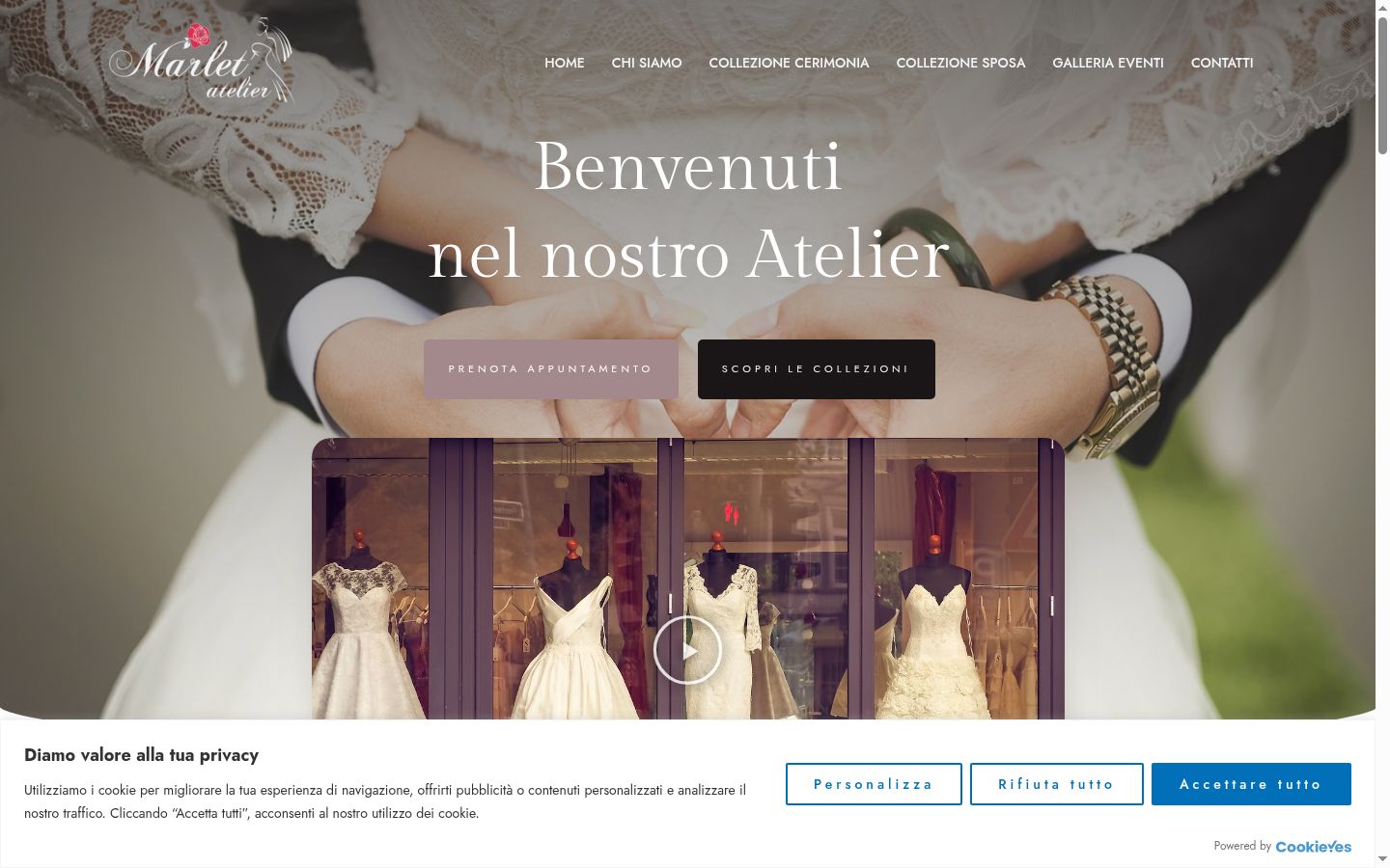 Screenshot del banner di consenso mostrato prima di qualsiasi interazione